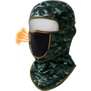 Women's Face Ski Mask with Movable Design Fleece Winter Face Cover Camo Green